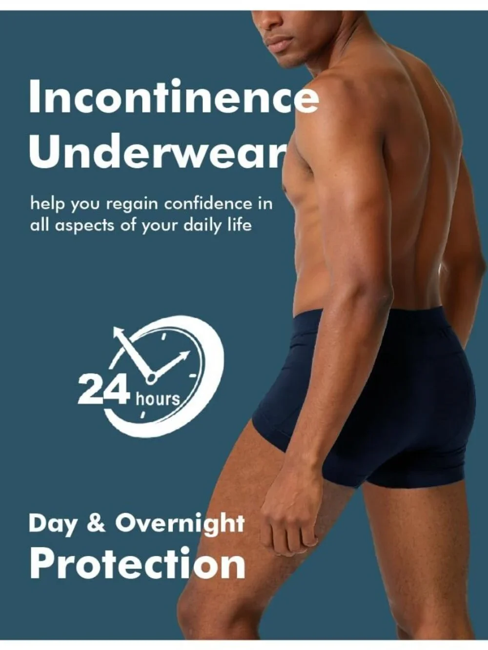 AIRCUTE Men’s Washable Incontinence Underwear 5‑Pack | Large boxer brief